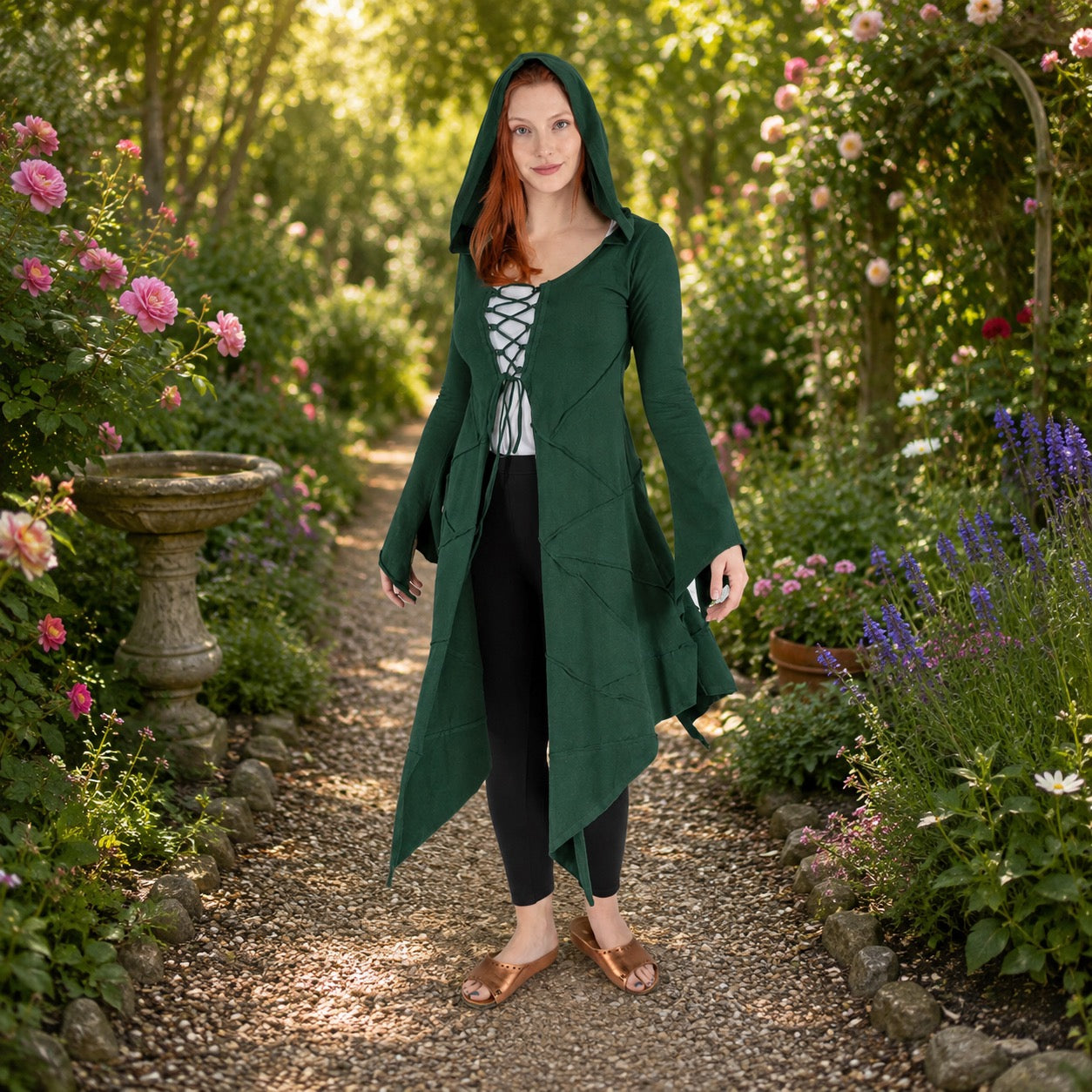 Raven Long Sleeved Lace-up Waistcoat Top by Wicked Dragon