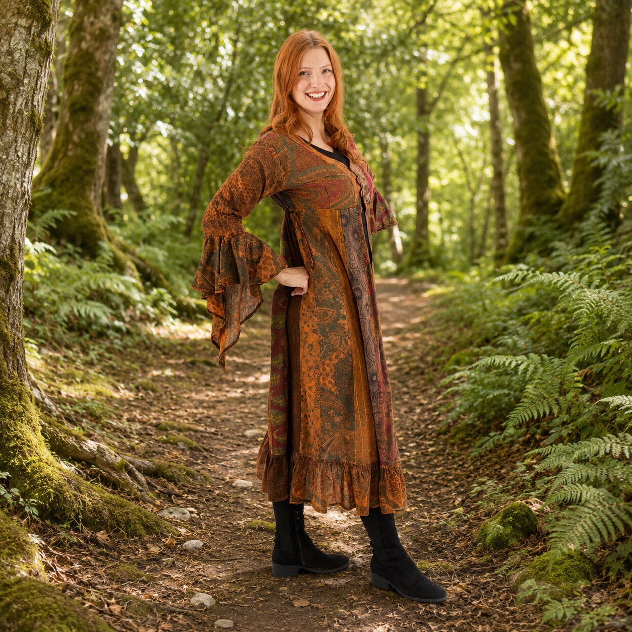 Sadie Long Patchwork Duster Coat by Wicked Dragon