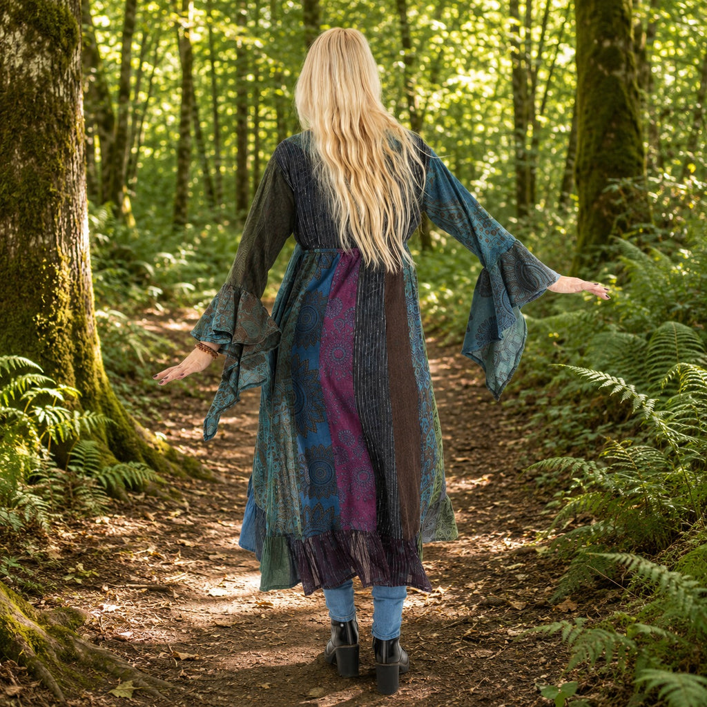 Sadie Long Patchwork Duster Coat by Wicked Dragon