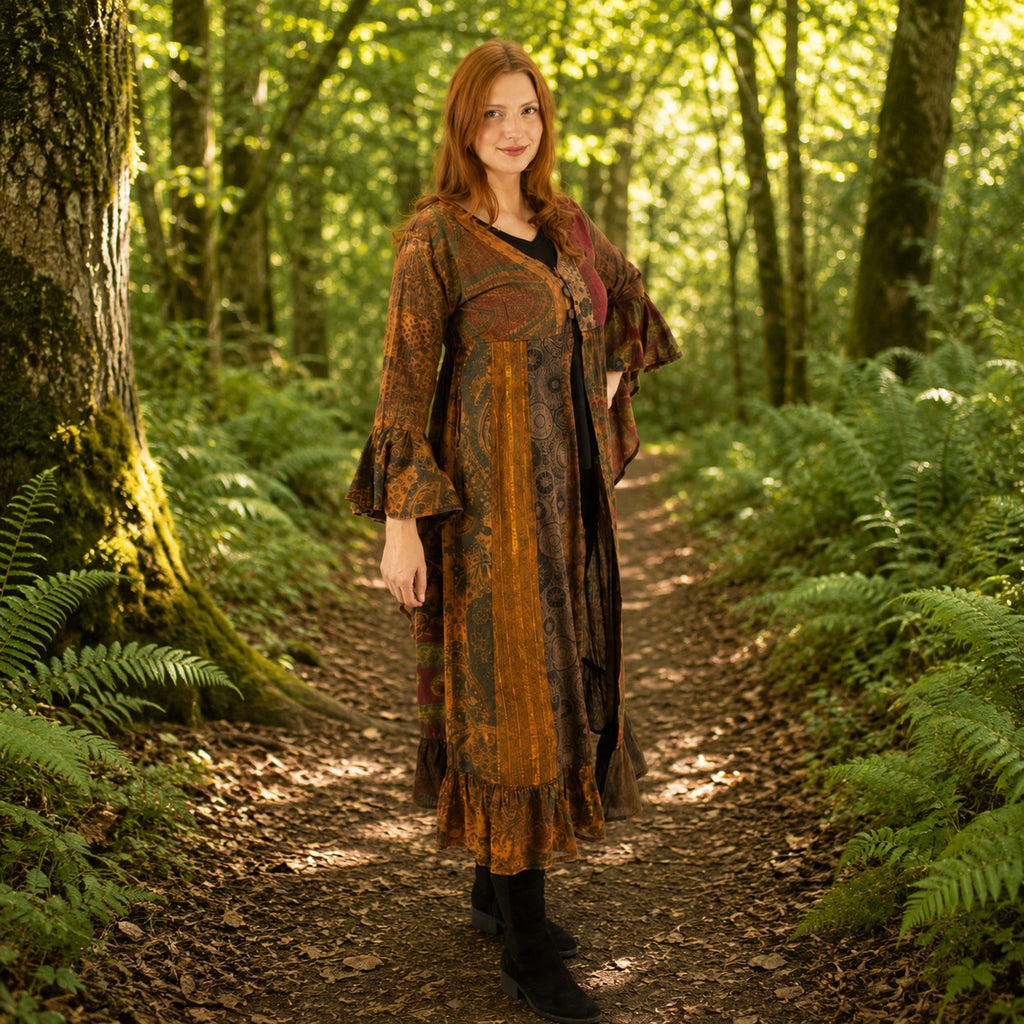 Sadie Long Patchwork Duster Coat by Wicked Dragon