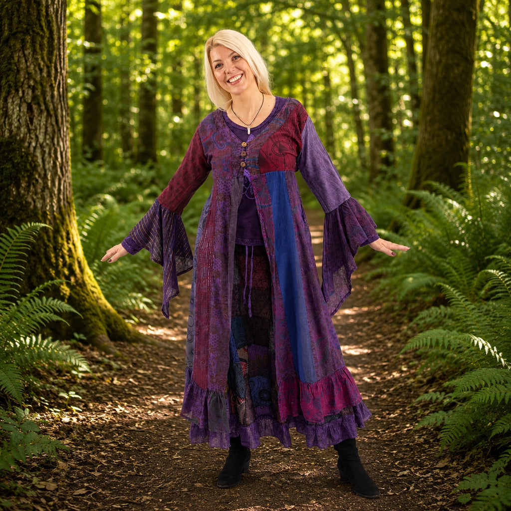 Sadie Long Patchwork Duster Coat by Wicked Dragon