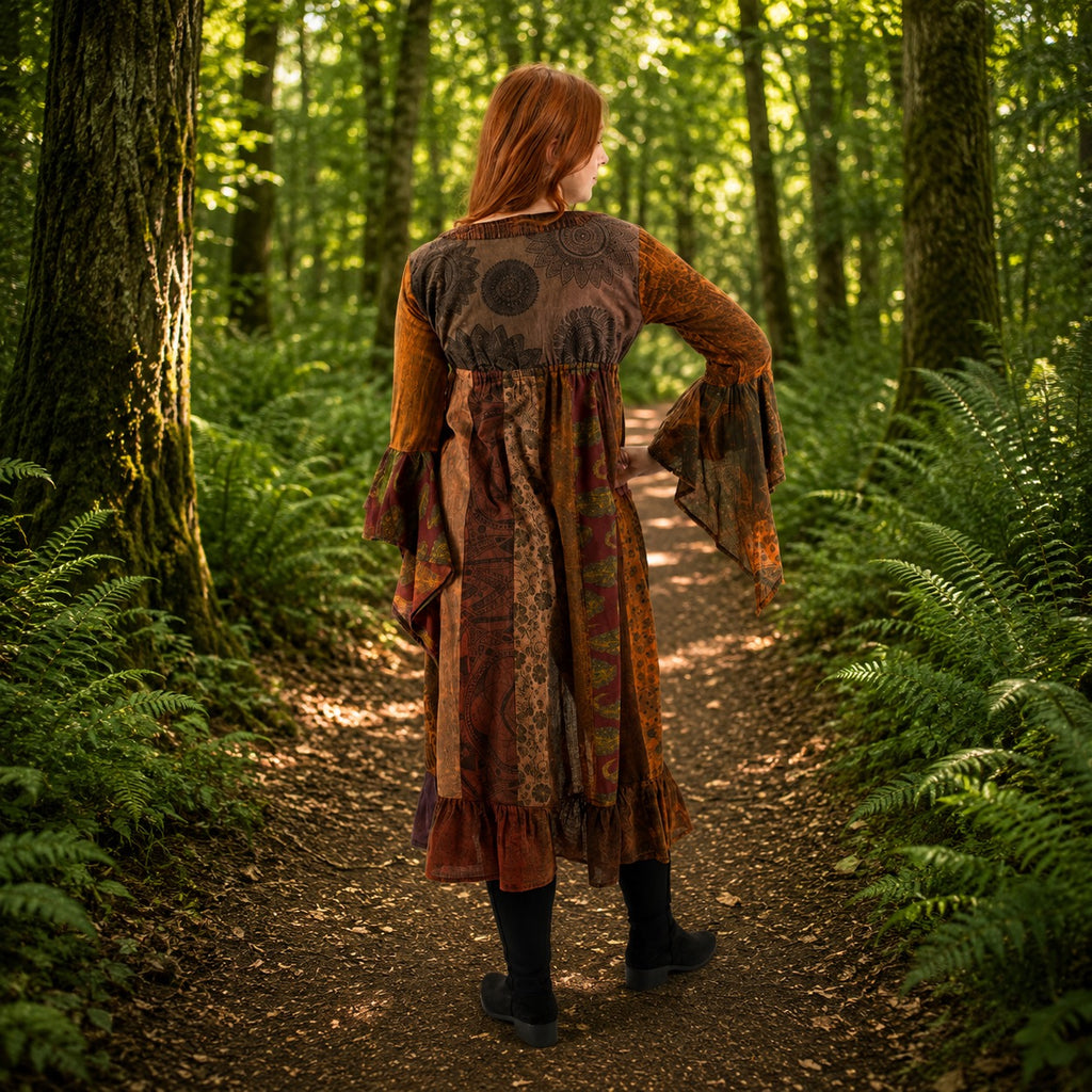 Sadie Long Patchwork Duster Coat by Wicked Dragon