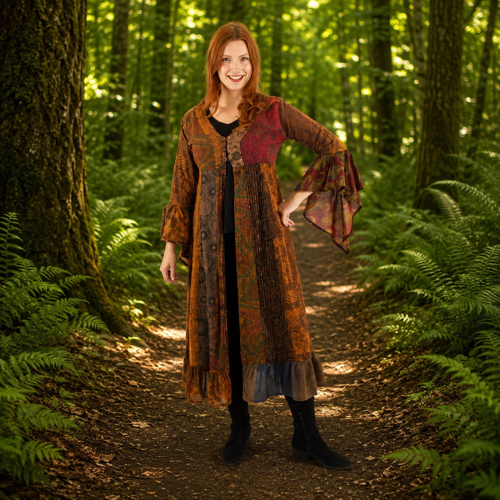 Sadie Long Patchwork Duster Coat by Wicked Dragon