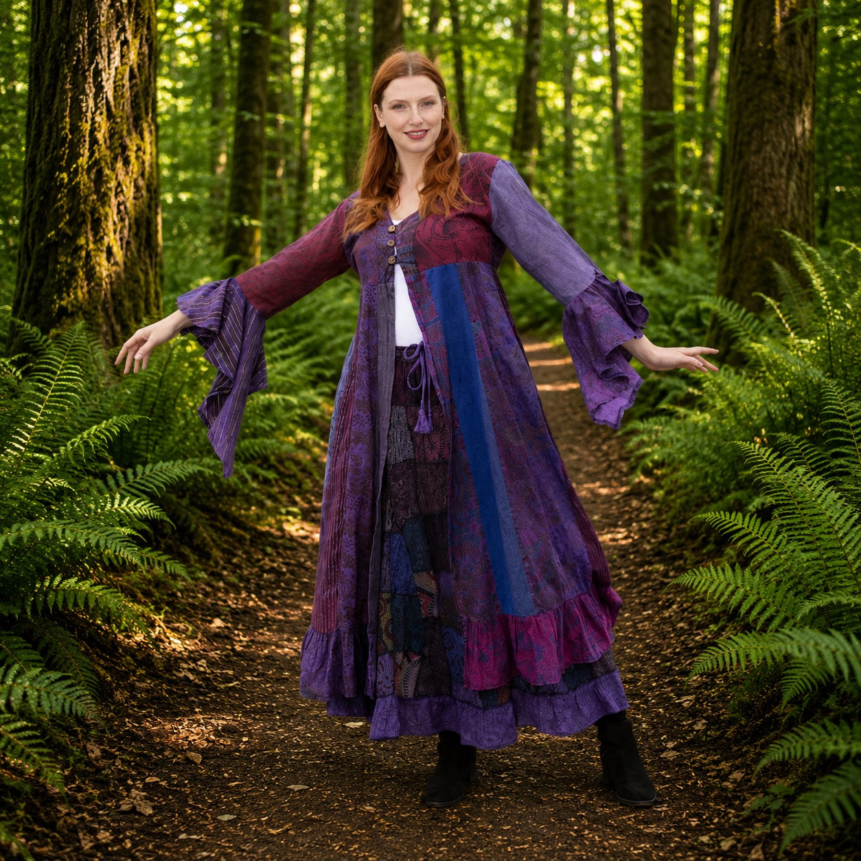 Sadie Long Patchwork Duster Coat by Wicked Dragon