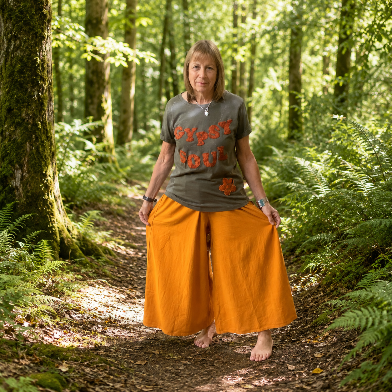 Mustard Cropped Wide Leg Trousers by Gringo