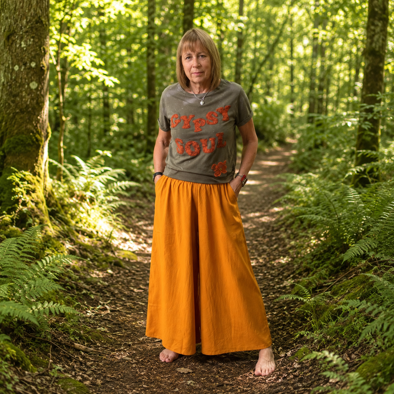 Mustard Cropped Wide Leg Trousers by Gringo