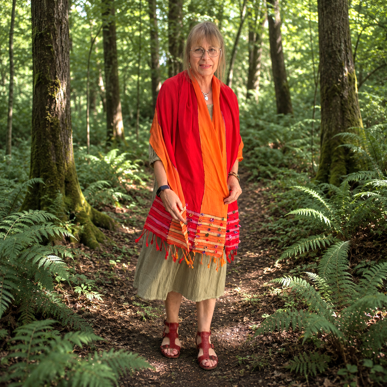 Orange Indian Loop Shawl by Namaste