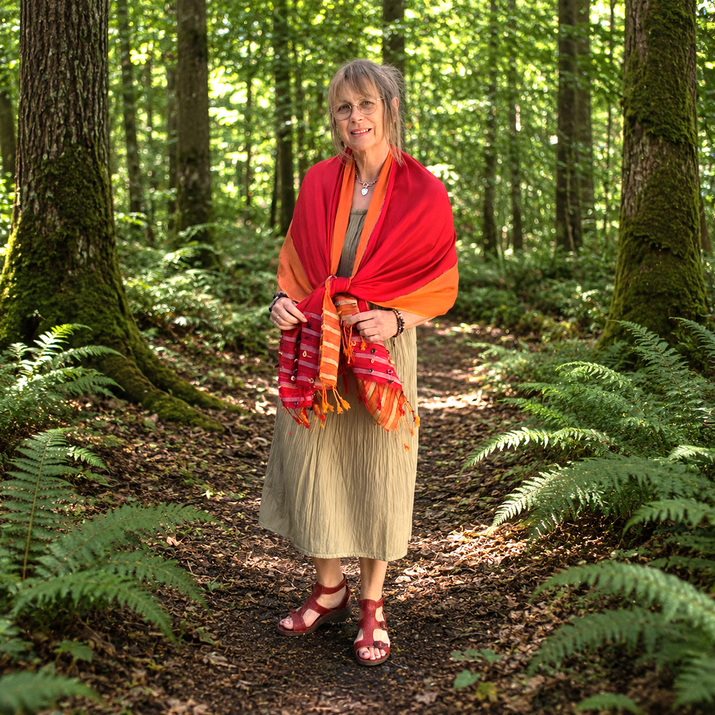 Orange Indian Loop Shawl by Namaste