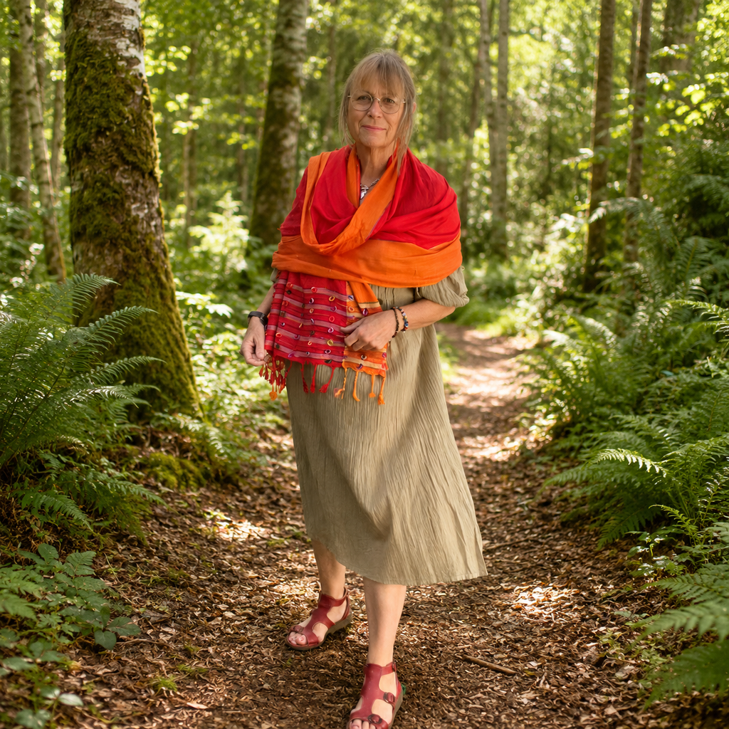 Orange Indian Loop Shawl by Namaste