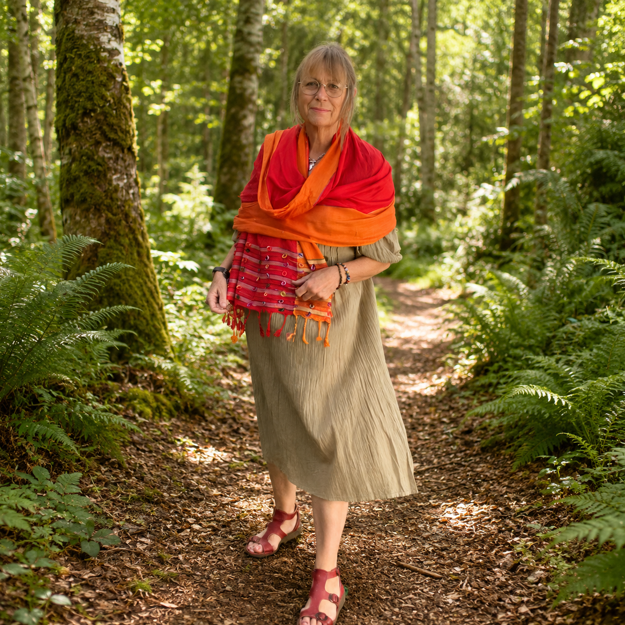 Orange Indian Loop Shawl by Namaste