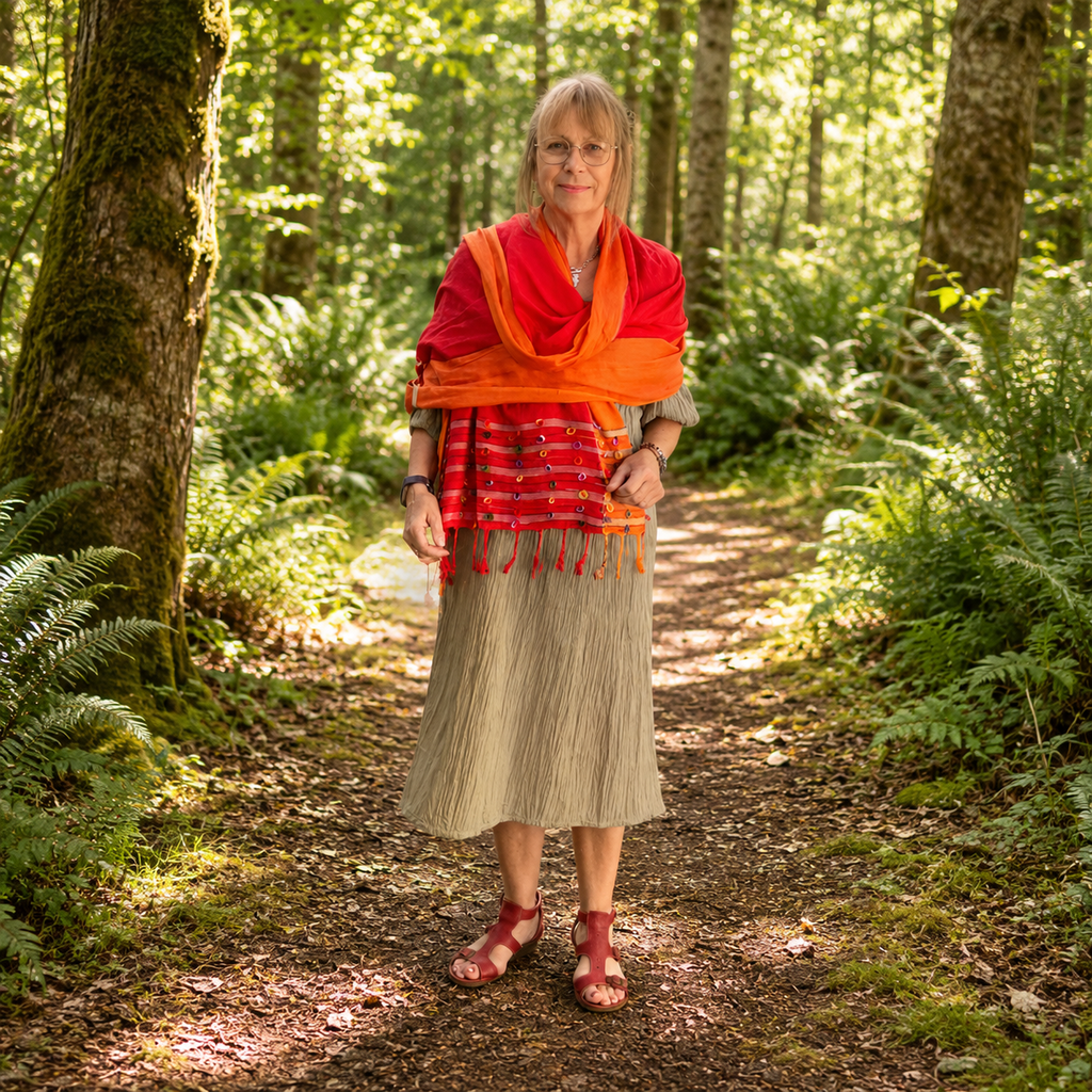 Orange Indian Loop Shawl by Namaste