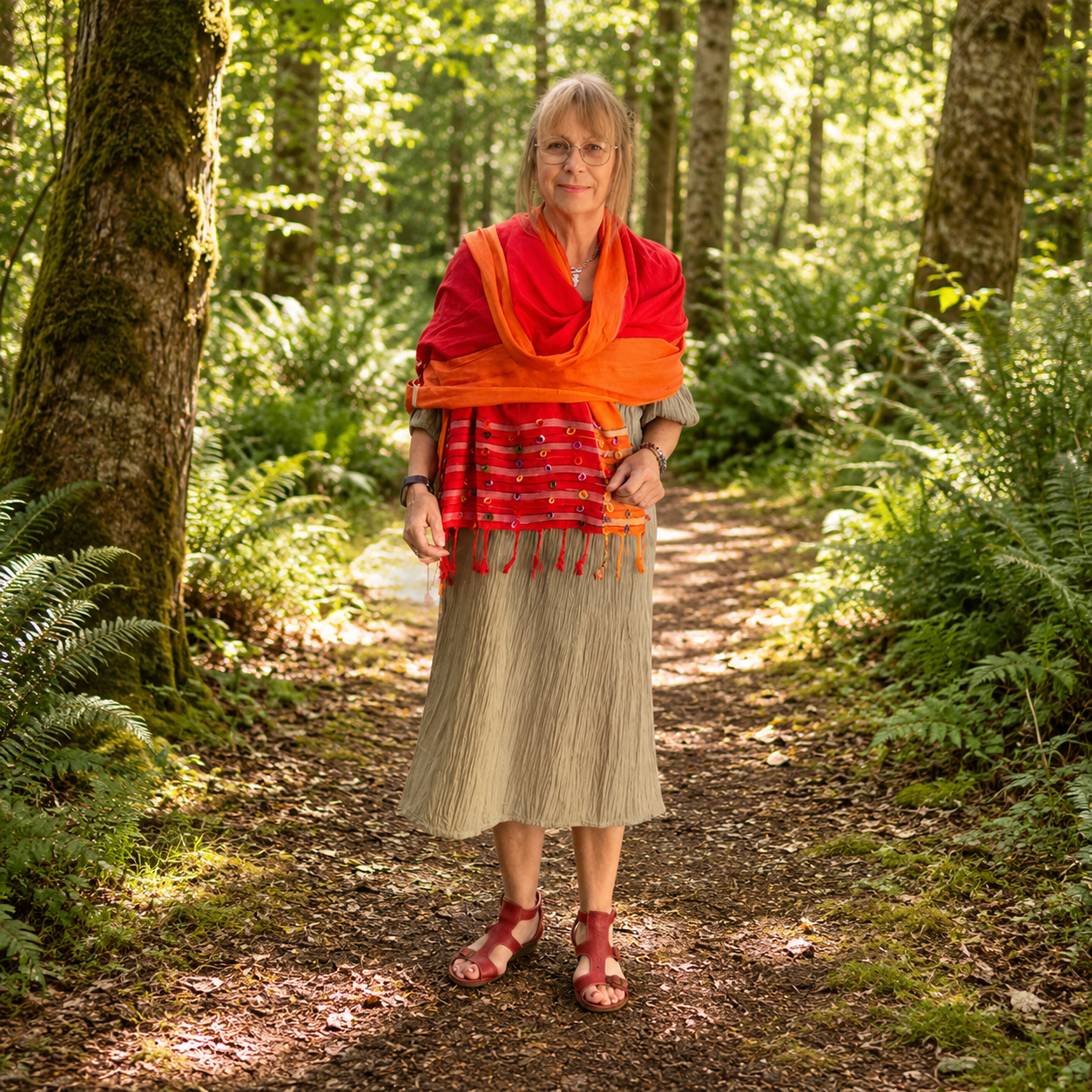 Orange Indian Loop Shawl by Namaste