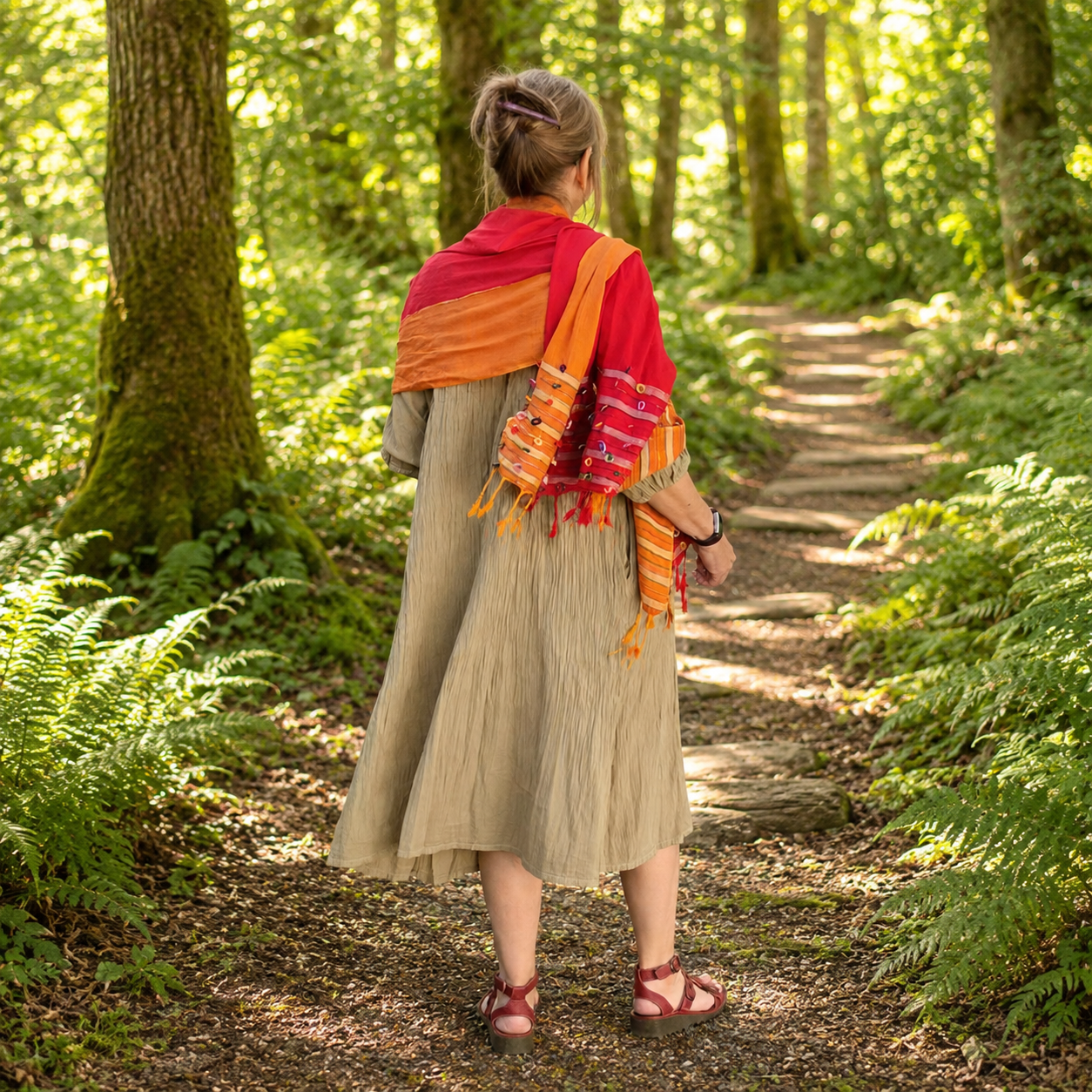 Orange Indian Loop Shawl by Namaste