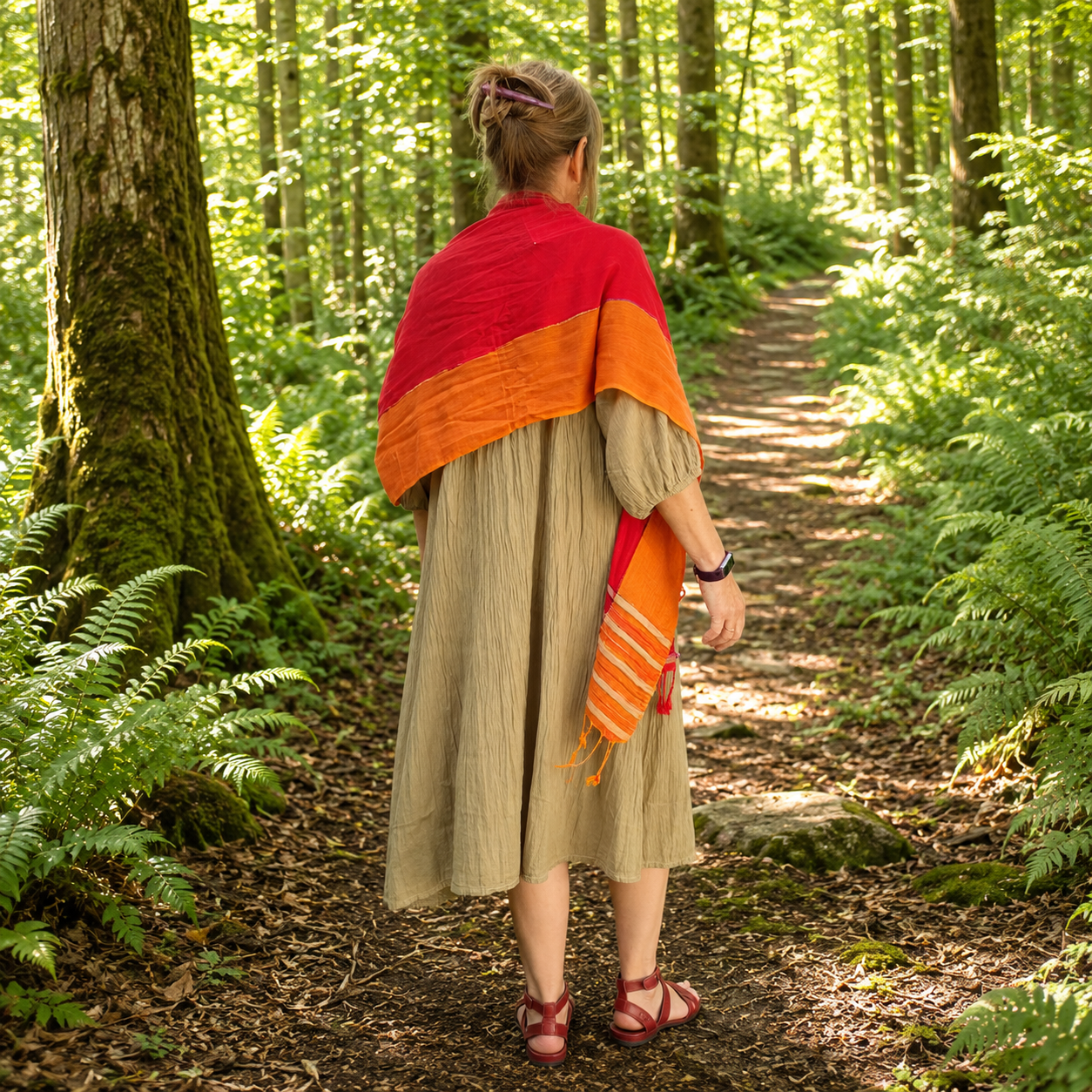 Orange Indian Loop Shawl by Namaste