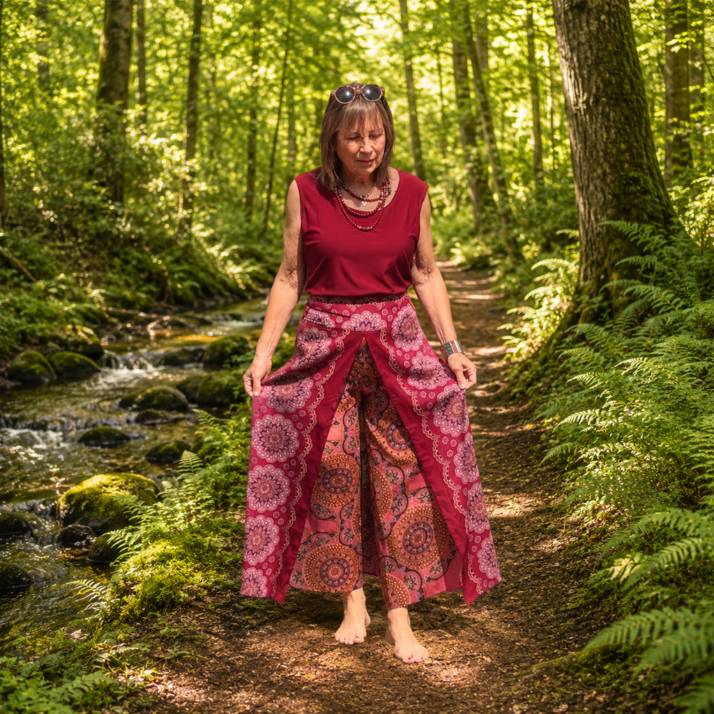 Pink Boho Gypsy Palazzo Trousers by Namaste