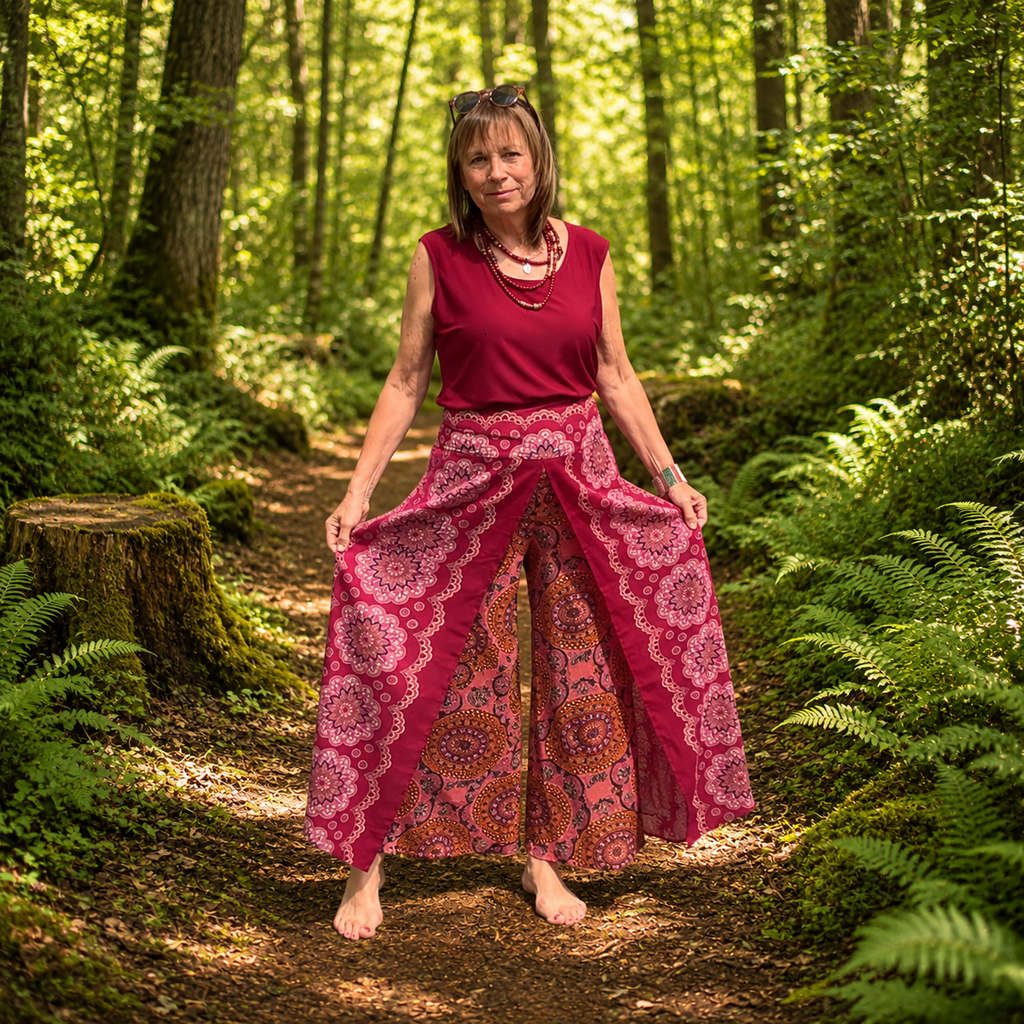 Pink Boho Gypsy Palazzo Trousers by Namaste