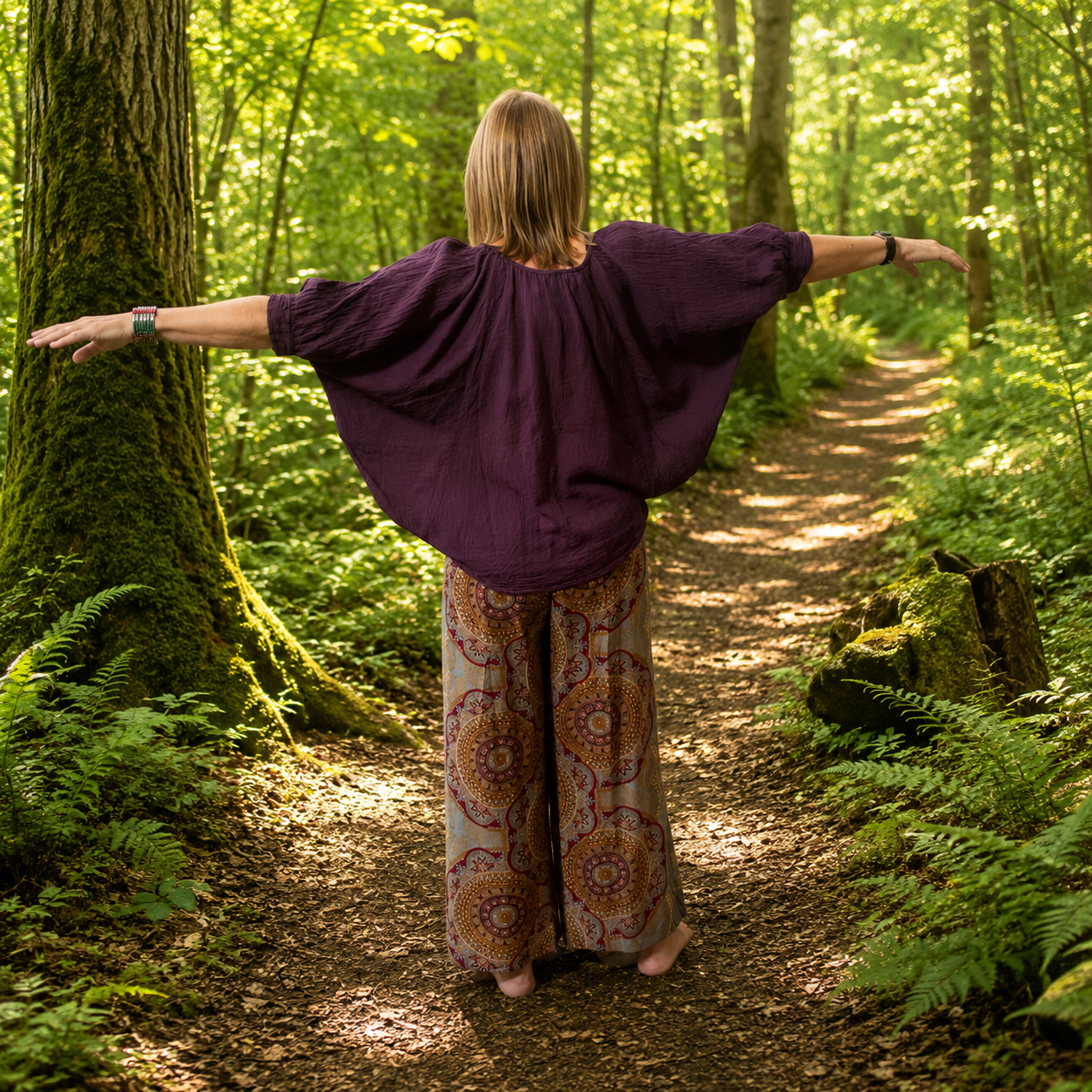 Button through Plum Shade Cotton Top by Gringo