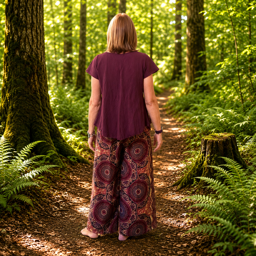 Navy & Plum Boho Gypsy Palazzo Trousers by Namaste