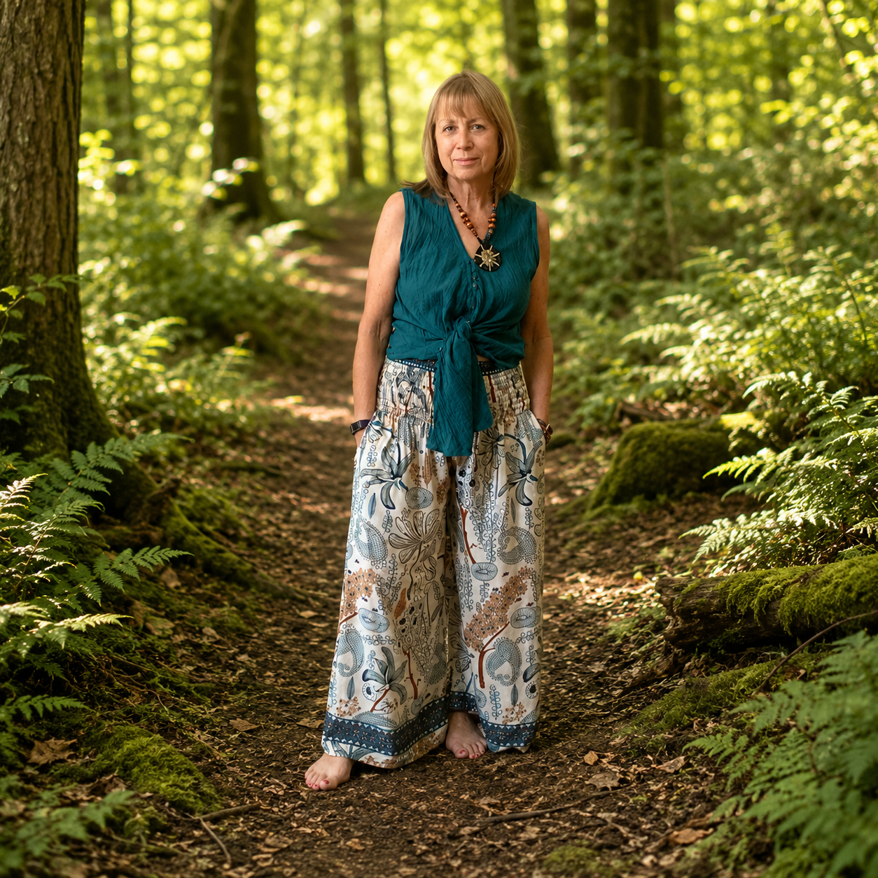 Recycled Sari Silk Wide Leg Trousers by Gringo