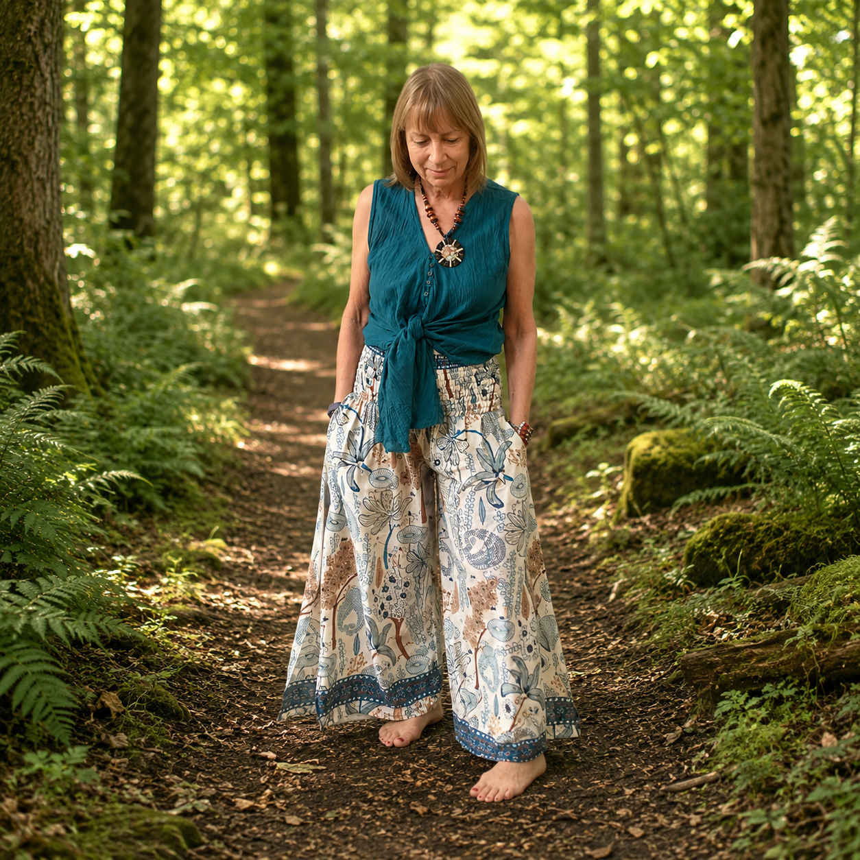 Recycled Sari Silk Wide Leg Trousers by Gringo