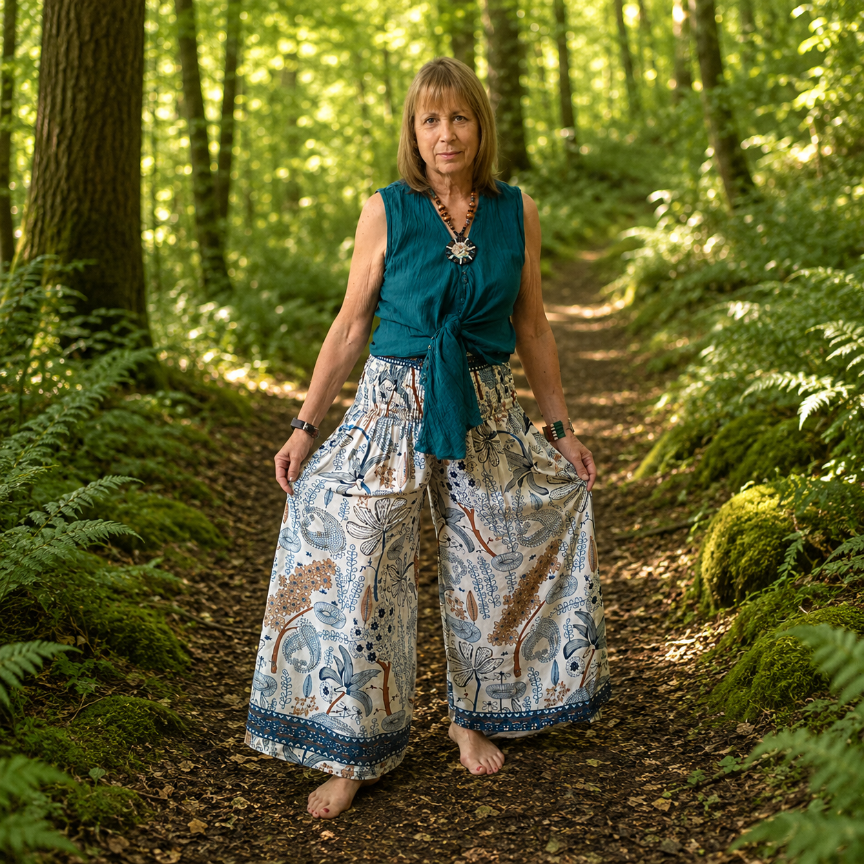Recycled Sari Silk Wide Leg Trousers by Gringo