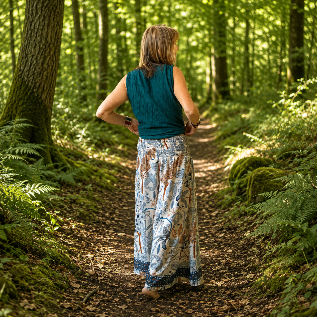 Recycled Sari Silk Wide Leg Trousers by Gringo