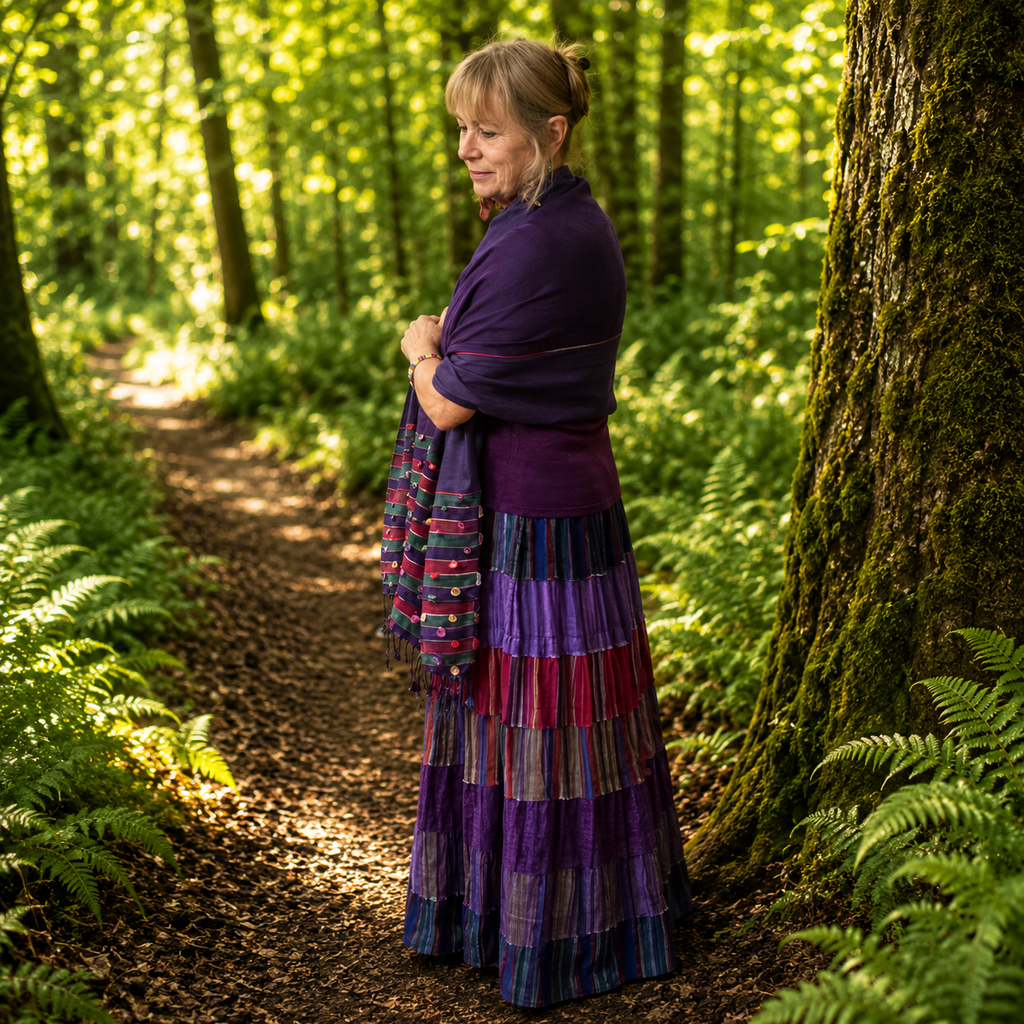 Purple & Berry Patchwork Cotton Maxi Skirt by Gringo