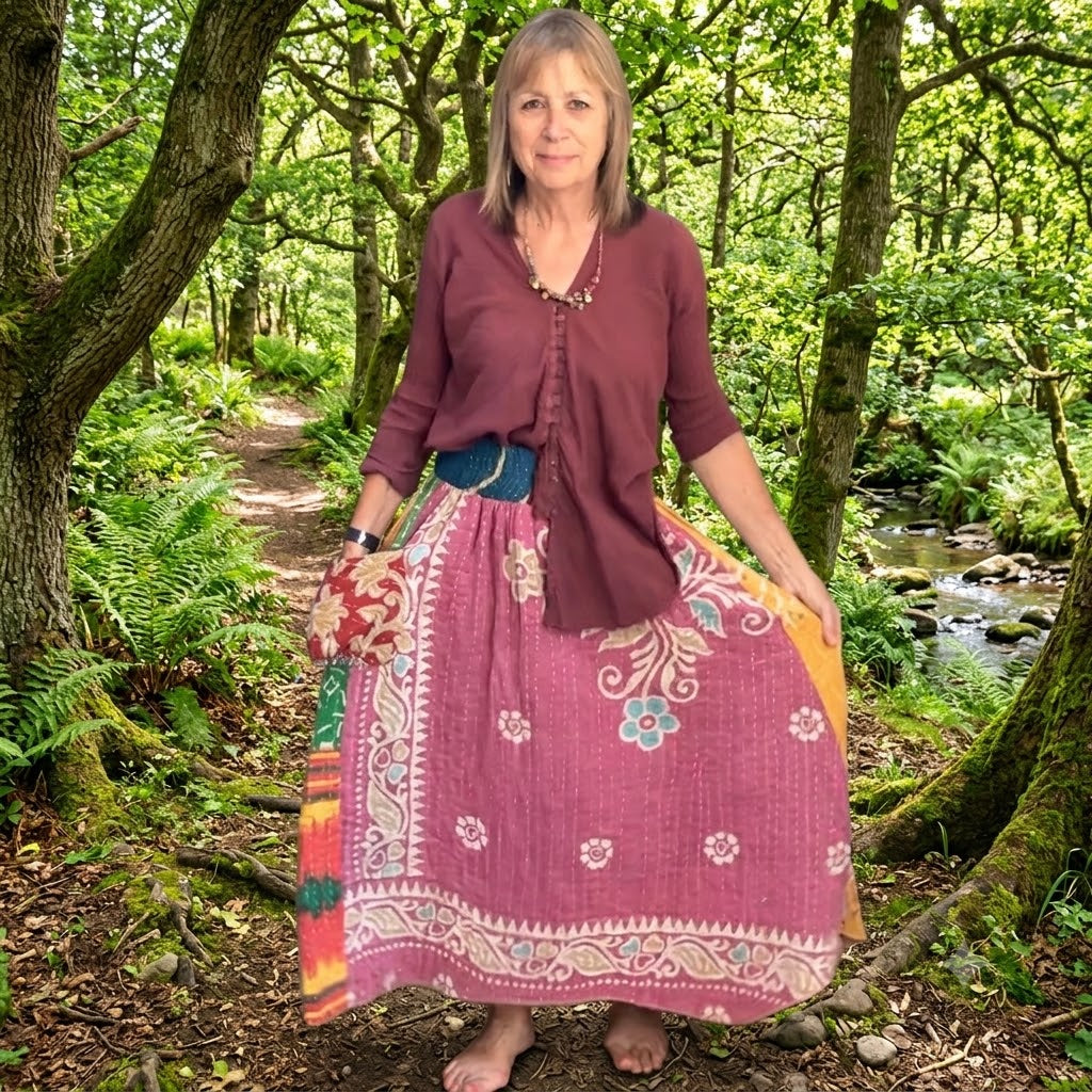 Upcycled Kantha Skirt by Gringo