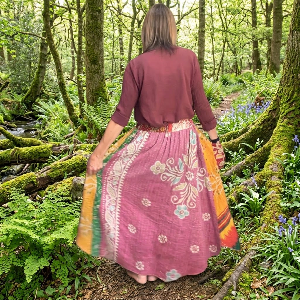 Upcycled Kantha Skirt by Gringo