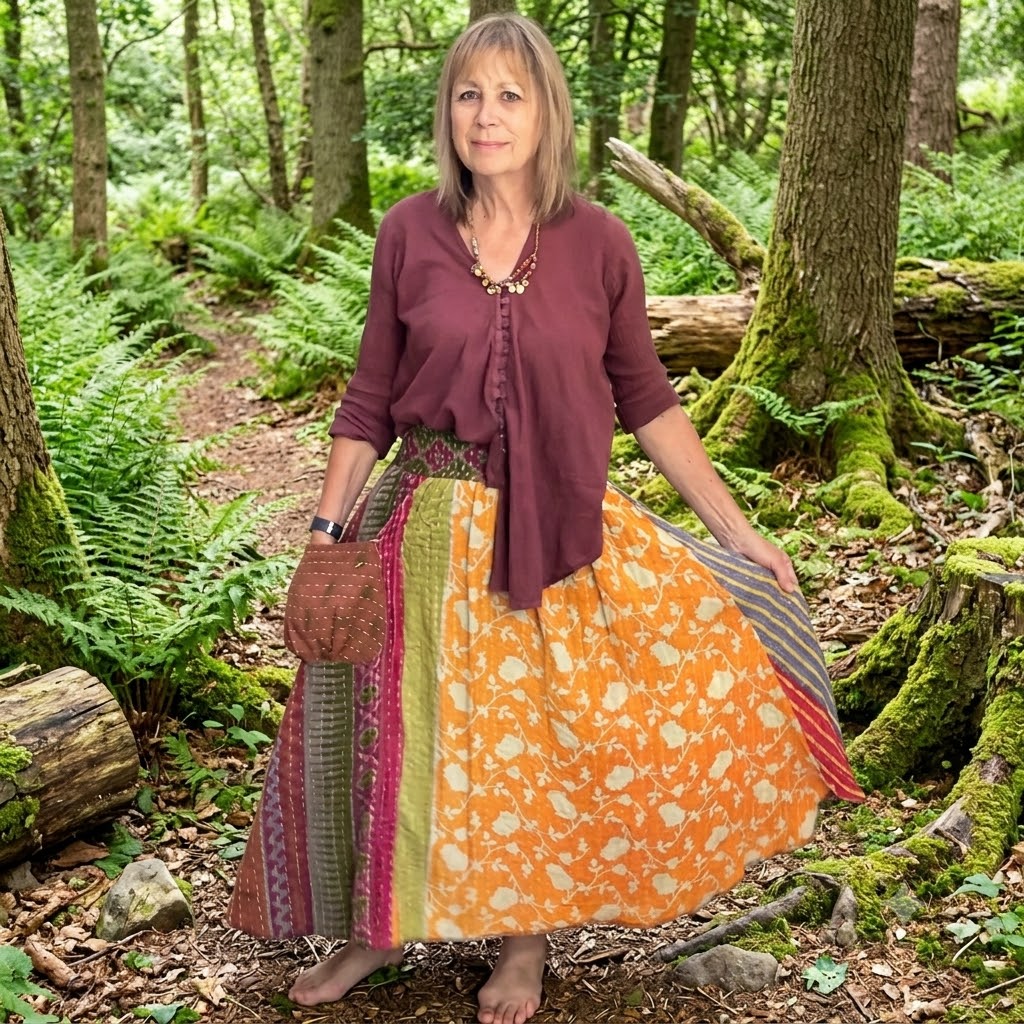Upcycled Kantha Skirt by Gringo