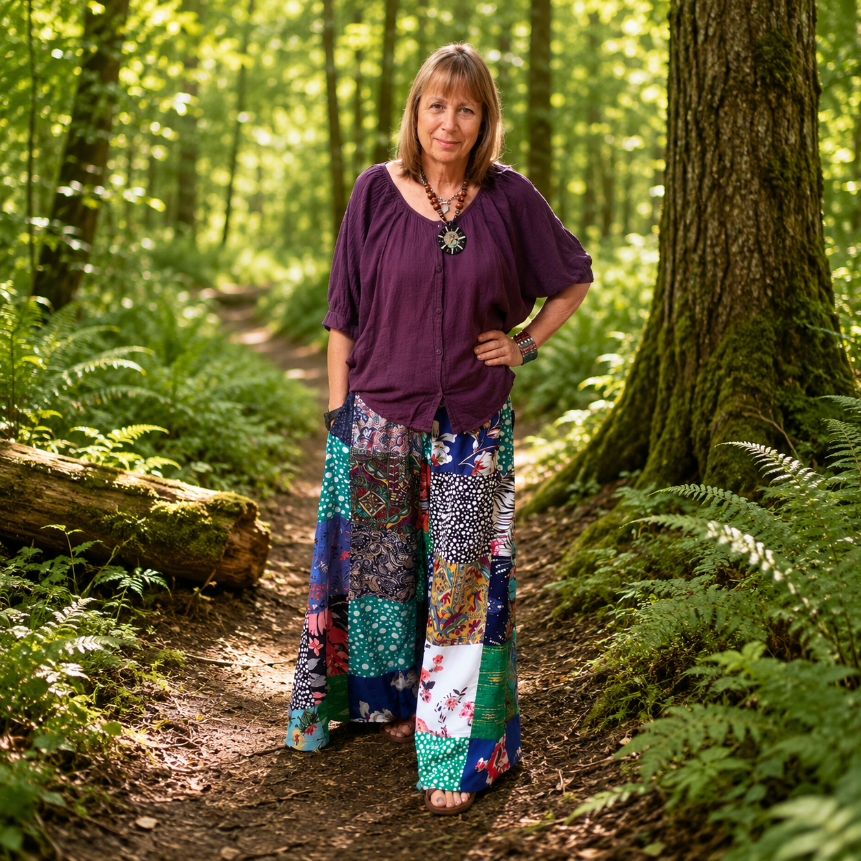 Patchwork Wide Leg Trousers by Gringo