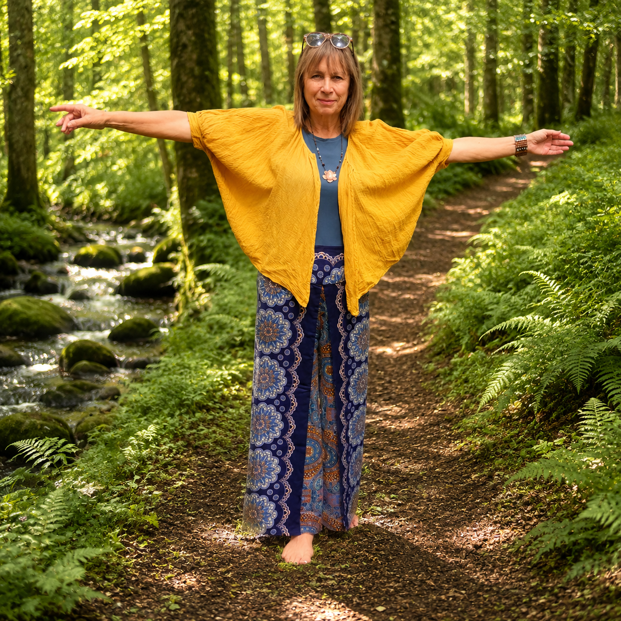 Blue Boho Gypsy Palazzo Trousers by Namaste