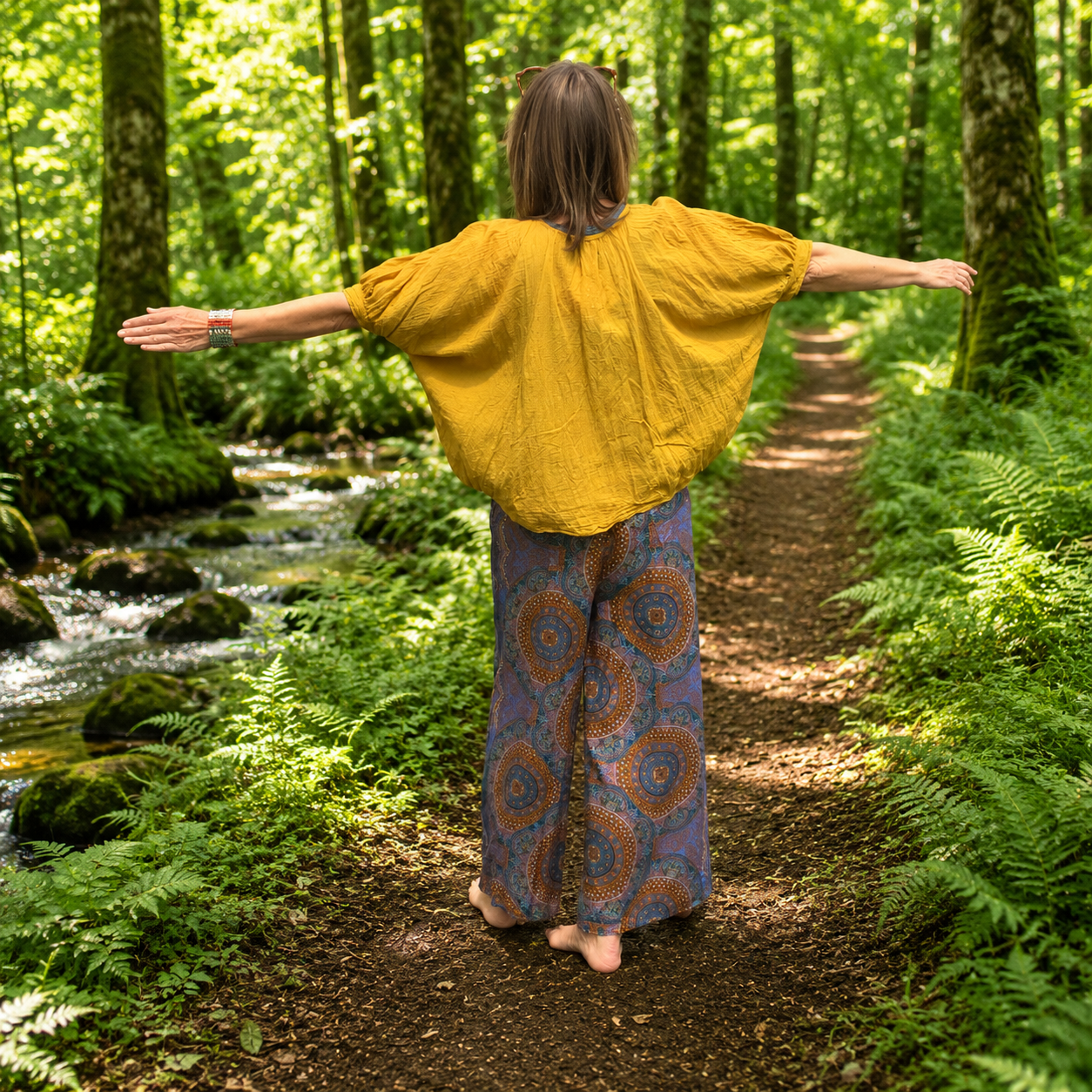 Blue Boho Gypsy Palazzo Trousers by Namaste