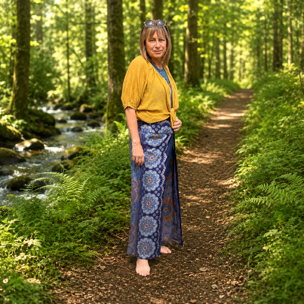 Blue Boho Gypsy Palazzo Trousers by Namaste