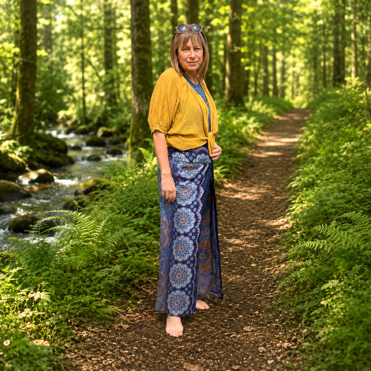 Blue Boho Gypsy Palazzo Trousers by Namaste