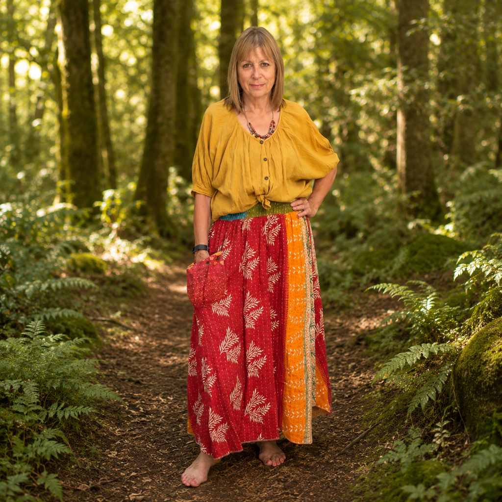 Upcycled Kantha Skirt by Gringo